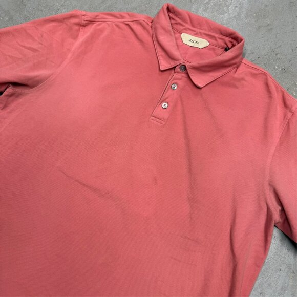 Ermenegildo Zegna Polo Shirt Pink Short Sleeve Mesh Stretch Cotton XXL - Picture 2 of 8